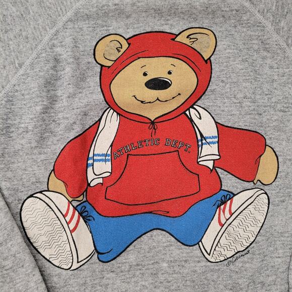 Vintage 80s Skater Teddy-Bear Sweatshirt Womens S/M 20x24 Baggy Crop - Picture 9 of 14